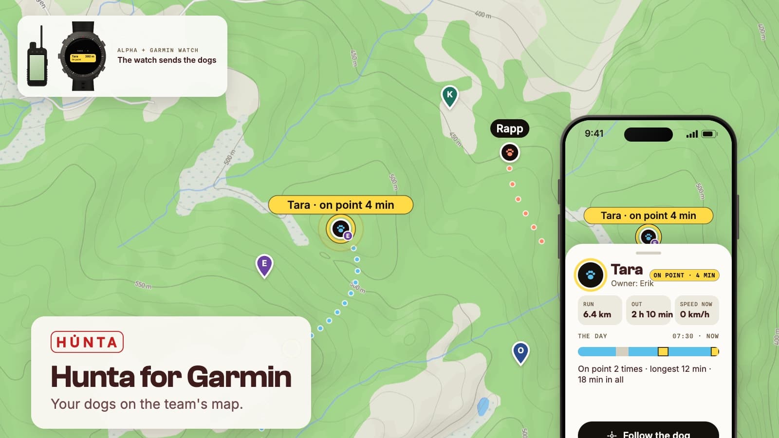Hunta støtter nå Garmin-klokker og Alpha-hundepeilere